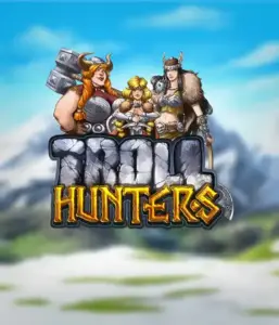 Enter the realm of "Troll Hunters," where fierce Viking warriors are poised to take on their foes. The logo displays a male and female Viking, dressed for battle, set against a frosty landscape. They emanate bravery and might, capturing the core of the game's adventurous theme.